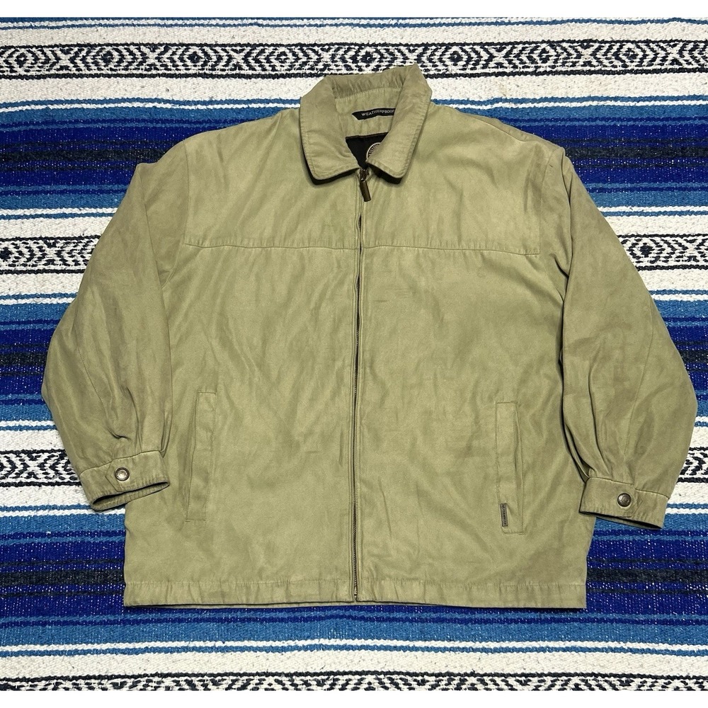 Weatherproof Garment Company Jacket Coat Mens Large Tan Full Zip Micro Suede
